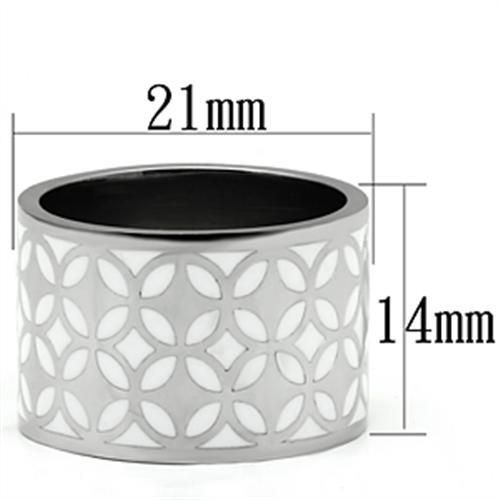 High polished (no plating) Stainless Steel Ring with Epoxy  in White