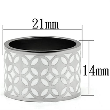 High polished (no plating) Stainless Steel Ring with Epoxy  in White