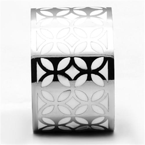 High polished (no plating) Stainless Steel Ring with Epoxy  in White