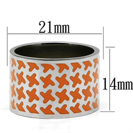 High polished (no plating) Stainless Steel Ring with Epoxy  in Orange