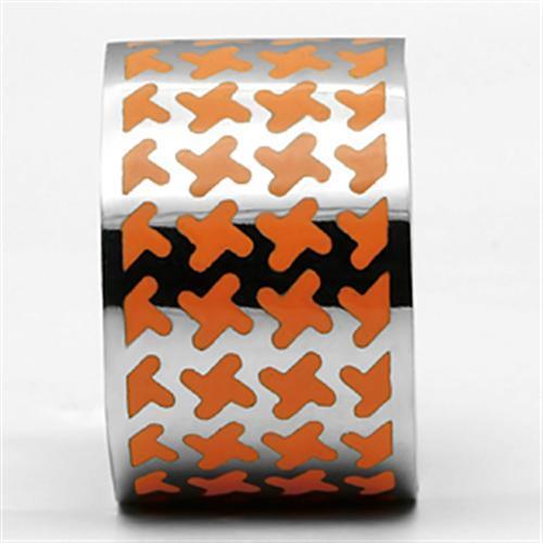 High polished (no plating) Stainless Steel Ring with Epoxy  in Orange