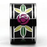 High polished (no plating) Stainless Steel Ring with Epoxy  in Multi Color