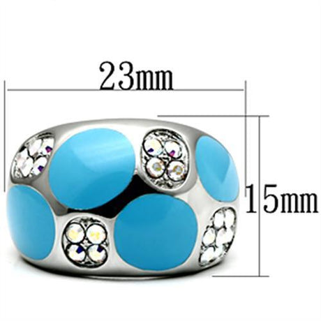 High polished (no plating) Stainless Steel Ring with Top Grade Crystal  in Aurora Borealis (Rainbow Effect)