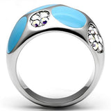 High polished (no plating) Stainless Steel Ring with Top Grade Crystal  in Aurora Borealis (Rainbow Effect)