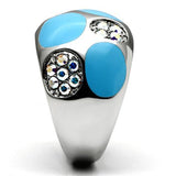 High polished (no plating) Stainless Steel Ring with Top Grade Crystal  in Aurora Borealis (Rainbow Effect)