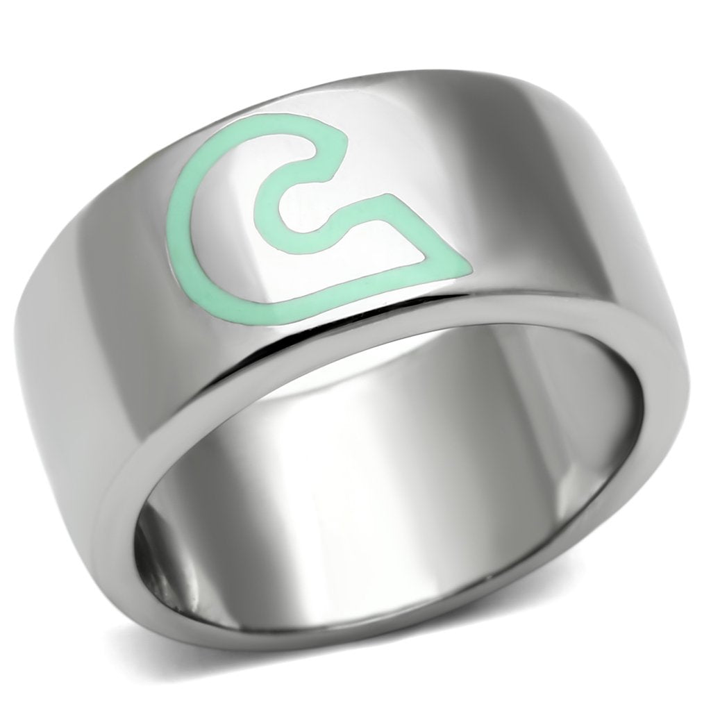 High polished (no plating) Stainless Steel Ring with Epoxy  in Multi Color