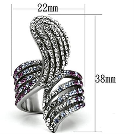 High polished (no plating) Stainless Steel Ring with Top Grade Crystal  in Multi Color