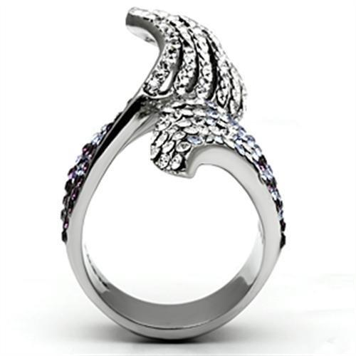 High polished (no plating) Stainless Steel Ring with Top Grade Crystal  in Multi Color