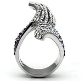 High polished (no plating) Stainless Steel Ring with Top Grade Crystal  in Multi Color
