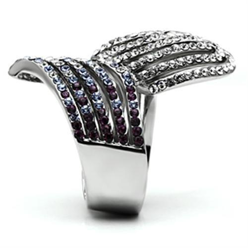 High polished (no plating) Stainless Steel Ring with Top Grade Crystal  in Multi Color