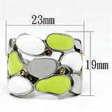 TK693 - High polished (no plating) Stainless Steel Ring with Top Grade Crystal  in Topaz