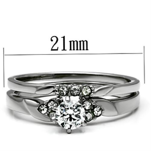 High polished (no plating) Stainless Steel Ring with AAA Grade CZ  in Clear