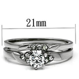 High polished (no plating) Stainless Steel Ring with AAA Grade CZ  in Clear