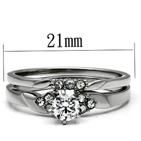 High polished (no plating) Stainless Steel Ring with AAA Grade CZ  in Clear