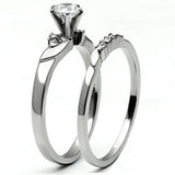 High polished (no plating) Stainless Steel Ring with AAA Grade CZ  in Clear