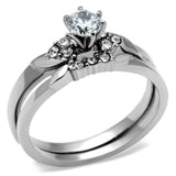 High polished (no plating) Stainless Steel Ring with AAA Grade CZ  in Clear