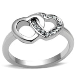 High polished (no plating) Stainless Steel Ring with Top Grade Crystal  in Clear