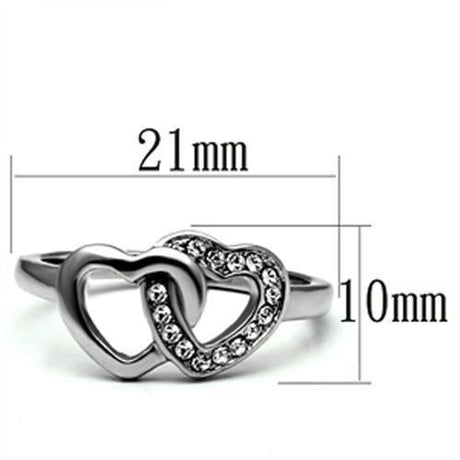 High polished (no plating) Stainless Steel Ring with Top Grade Crystal  in Clear