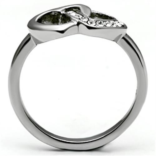 High polished (no plating) Stainless Steel Ring with Top Grade Crystal  in Clear