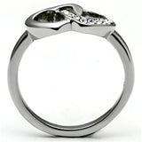 High polished (no plating) Stainless Steel Ring with Top Grade Crystal  in Clear