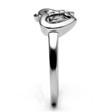 High polished (no plating) Stainless Steel Ring with Top Grade Crystal  in Clear