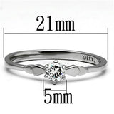 High polished (no plating) Stainless Steel Ring with AAA Grade CZ  in Clear