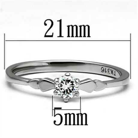 High polished (no plating) Stainless Steel Ring with AAA Grade CZ  in Clear