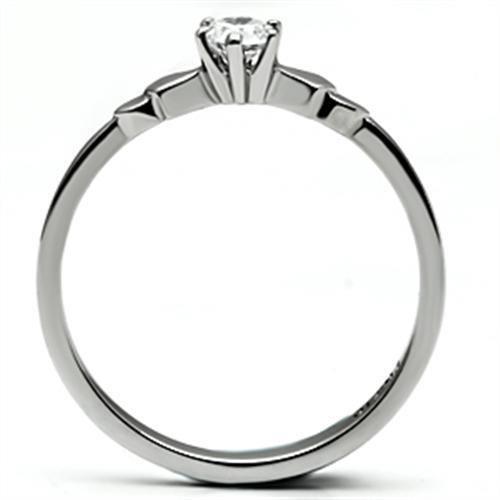 High polished (no plating) Stainless Steel Ring with AAA Grade CZ  in Clear