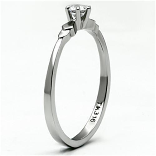 High polished (no plating) Stainless Steel Ring with AAA Grade CZ  in Clear