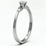 High polished (no plating) Stainless Steel Ring with AAA Grade CZ  in Clear