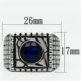 High polished (no plating) Stainless Steel Ring with Synthetic Synthetic Glass in Montana