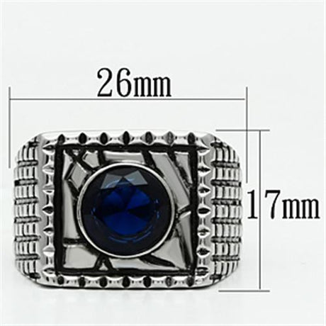 High polished (no plating) Stainless Steel Ring with Synthetic Synthetic Glass in Montana