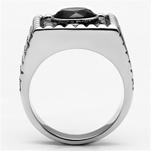 High polished (no plating) Stainless Steel Ring with Synthetic Synthetic Glass in Montana