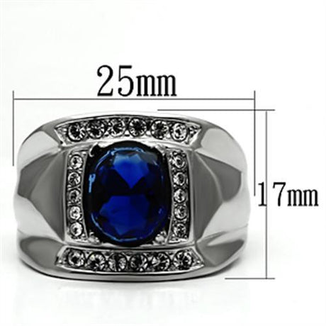 High polished (no plating) Stainless Steel Ring with Synthetic Synthetic Glass in Montana