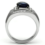 High polished (no plating) Stainless Steel Ring with Synthetic Synthetic Glass in Montana