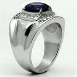 High polished (no plating) Stainless Steel Ring with Synthetic Synthetic Glass in Montana