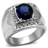 High polished (no plating) Stainless Steel Ring with Synthetic Synthetic Glass in Montana