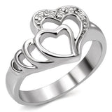 High polished (no plating) Stainless Steel Ring with AAA Grade CZ  in Clear