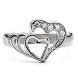 High polished (no plating) Stainless Steel Ring with AAA Grade CZ  in Clear