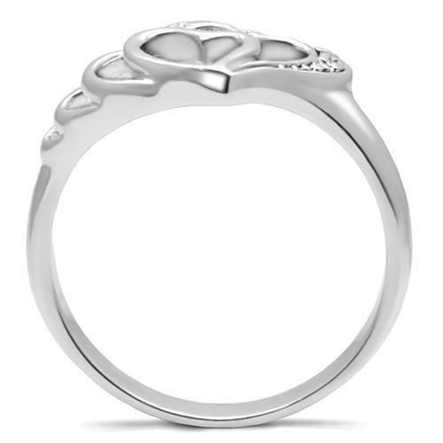 High polished (no plating) Stainless Steel Ring with AAA Grade CZ  in Clear