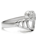 High polished (no plating) Stainless Steel Ring with AAA Grade CZ  in Clear