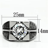 High polished (no plating) Stainless Steel Ring with AAA Grade CZ  in Clear