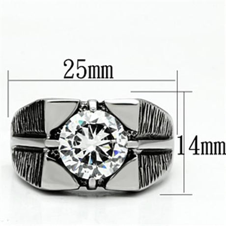 High polished (no plating) Stainless Steel Ring with AAA Grade CZ  in Clear