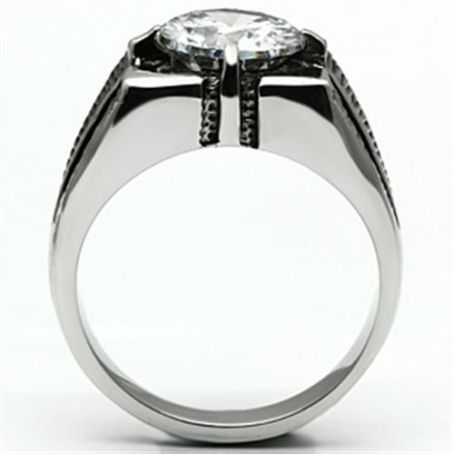 High polished (no plating) Stainless Steel Ring with AAA Grade CZ  in Clear