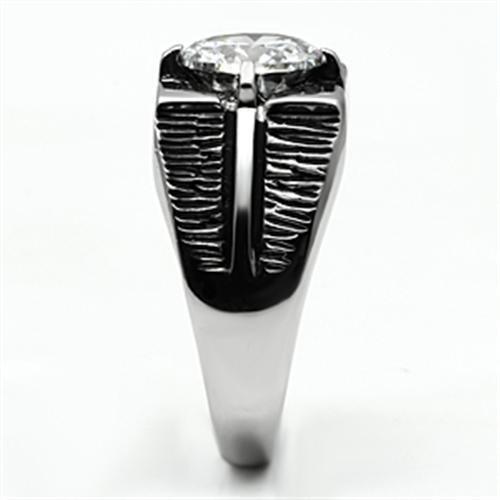 High polished (no plating) Stainless Steel Ring with AAA Grade CZ  in Clear