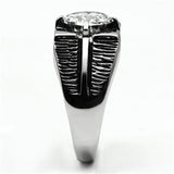 High polished (no plating) Stainless Steel Ring with AAA Grade CZ  in Clear