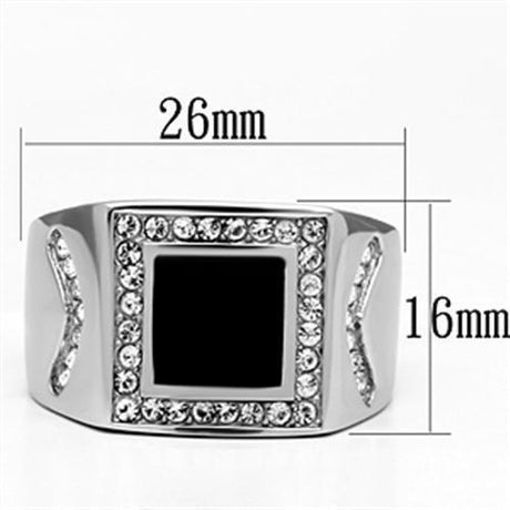 High polished (no plating) Stainless Steel Ring with Top Grade Crystal  in Clear