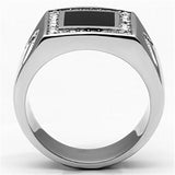 High polished (no plating) Stainless Steel Ring with Top Grade Crystal  in Clear