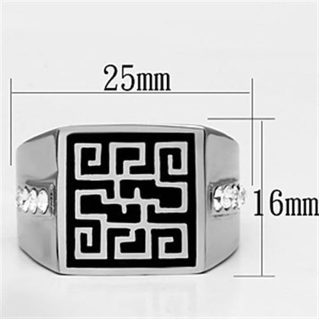 High polished (no plating) Stainless Steel Ring with Top Grade Crystal  in Clear
