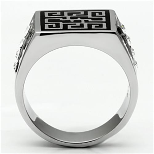 High polished (no plating) Stainless Steel Ring with Top Grade Crystal  in Clear